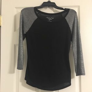 Black and silver American Eagle top